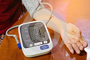 Woman is taking care for health blood pressure