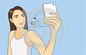 Woman taking a perfect selfie with smartphone