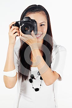 Woman taking pictures. Conceptual image