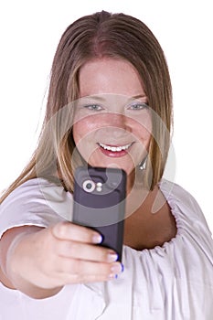 Woman taking pictures from her cell phone