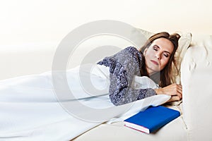 Woman taking power nap after lunch