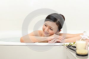 Woman taking relaxing bath