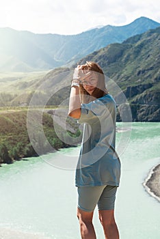 Woman taking selfie on mobile phone