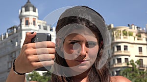 Woman Taking Selfy Fun Travel Photos