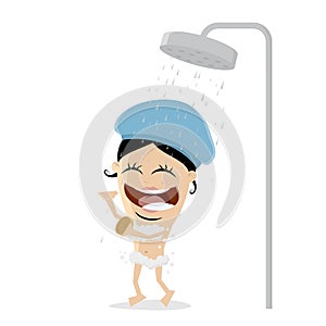 Woman taking a shower clipart