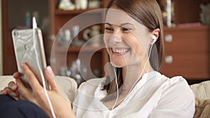 Woman talking on phone having conversation via video chat conference. Businesswoman using smart phone