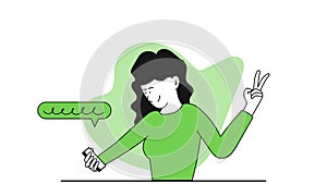 Woman talking on the phone vector illustration concept. Communication via messengers and online chat. Social network and mobile