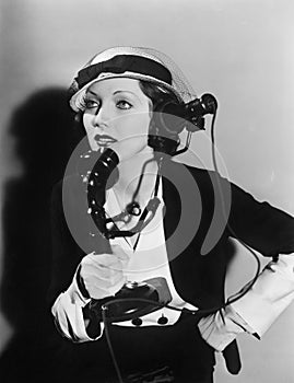 Woman talking on the telephone