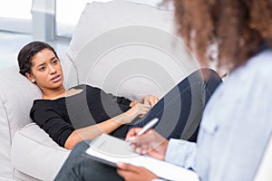 Woman talking to therapist