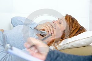 Woman talking to therapist