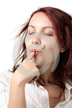 Woman Tasting Chocolate Spread