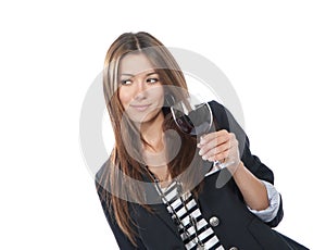 Woman Tasting drinking sampling red wine photo