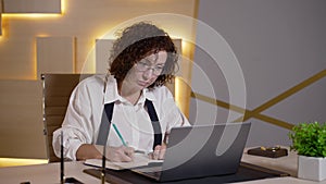 Woman teacher communicating with student online