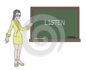 Woman teacher and listen mesage photo