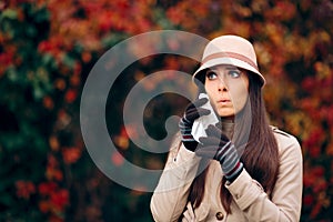 Woman with Tearful Eyes from Autumn Allergies