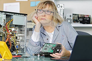 Woman during technology panic