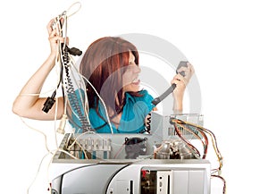 Woman technology panic