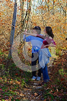 Woman and Teenager on Hike