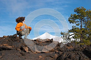 Woman at Teide volcano