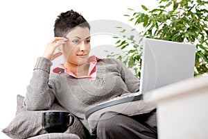 Woman teleworking at home