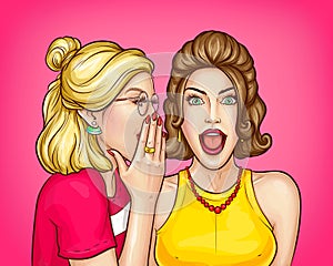 Woman telling big secret to friend vector