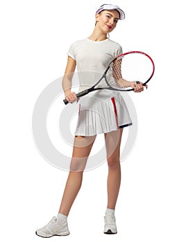 Woman tennis player isolated