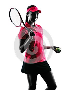 Woman tennis player sadness silhouette