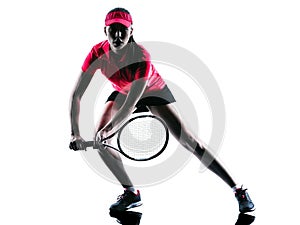 Woman tennis player sadness silhouette