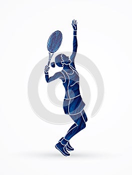 Woman tennis player serve