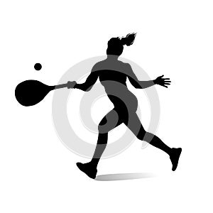 Woman tennis player.Sports silhouette.