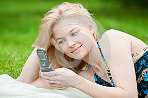 Woman texting on mobile phone