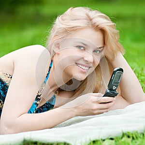 Woman texting on mobile phone