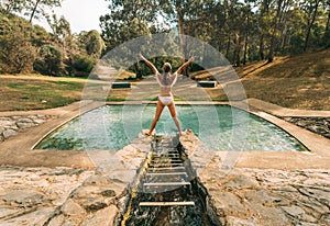 Woman at the thermnal pools in Snowy Mounains National Park
