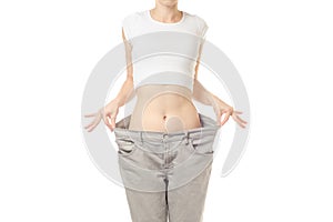 Woman is thin with slimness big size a centimeter