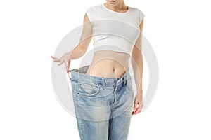 Woman is thin with slimness big size a centimeter