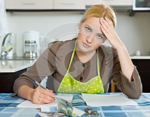 Woman thinking about the financial problems