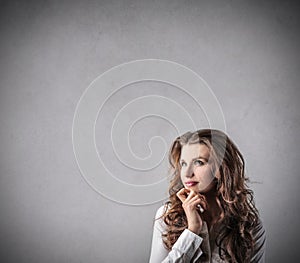 Woman thinking of something