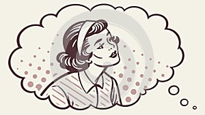 Woman Thinking with Thought Bubble, vector design Generative AI