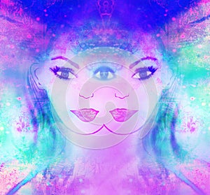 Woman with third eye, psychic supernatural senses