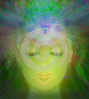 Woman with third eye, psychic supernatural senses