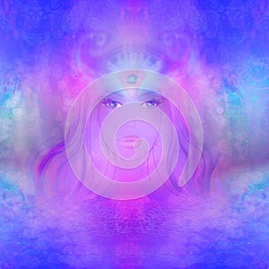 Woman with third eye, psychic supernatural senses