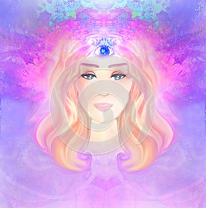 Woman with third eye, psychic supernatural senses