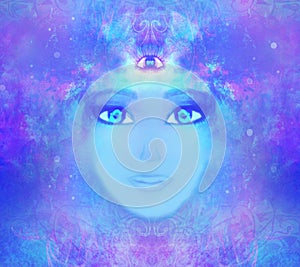 Woman with third eye, psychic supernatural senses