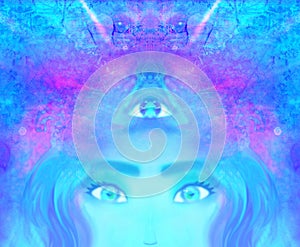 Woman with third eye, psychic supernatural senses