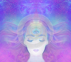 Woman with third eye, psychic supernatural senses