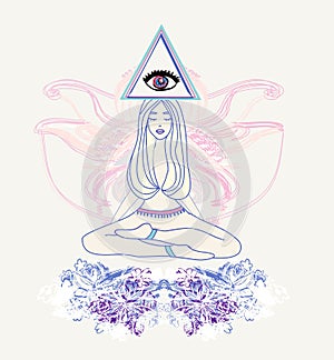 Woman with third eye, psychic supernatural senses