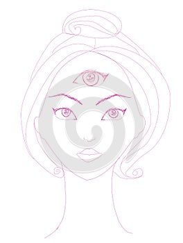 Woman with third eye, psychic supernatural senses