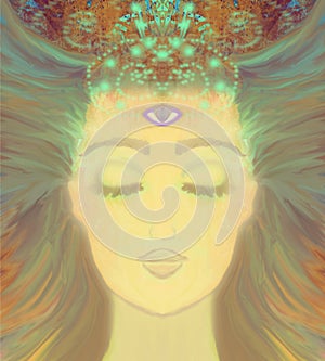 Woman with third eye, psychic supernatural senses