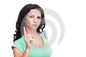 Woman with a threat gesture