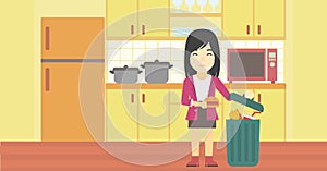 Woman throwing junk food vector illustration.